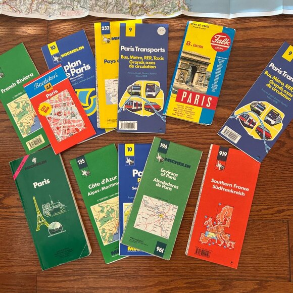 Lot of Vintage 90s MICHELIN Foldable Paper Street Maps Bus Route Paris France - Picture 5 of 14